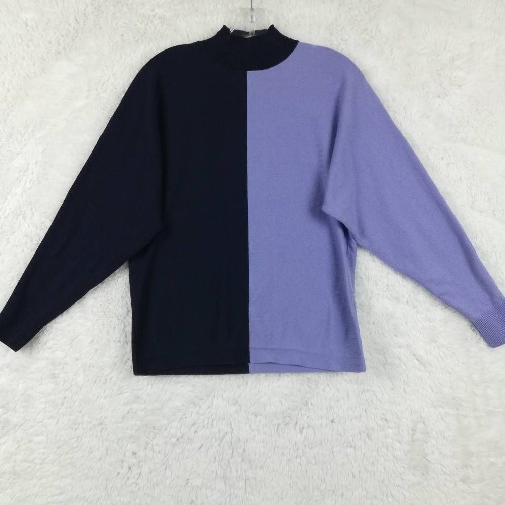 Candace Cameron Bure Womens Sweater Pullover Blue Color Block Long Sleeve XXS